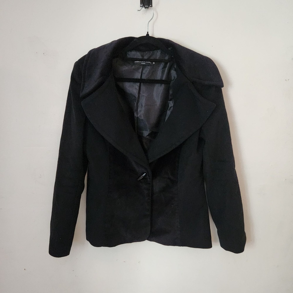 Avenue Montaigne Black Velvet Wool and Cashmere Blazer Size‎ 6